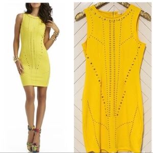 NEW NICKI MINAJ Studded Yellow Dress Midi M Medium
